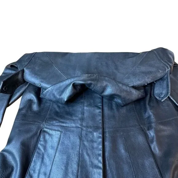 COLE HAAN Wing Collar Black Lambskin Leather Jacket Size 4 - Picture 15 of 17